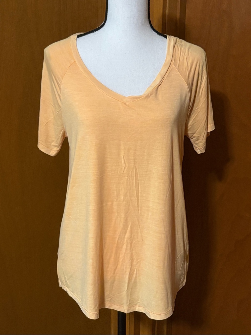 American Eagle Outfitters Peach V-Neck Short Sleeve Tee
